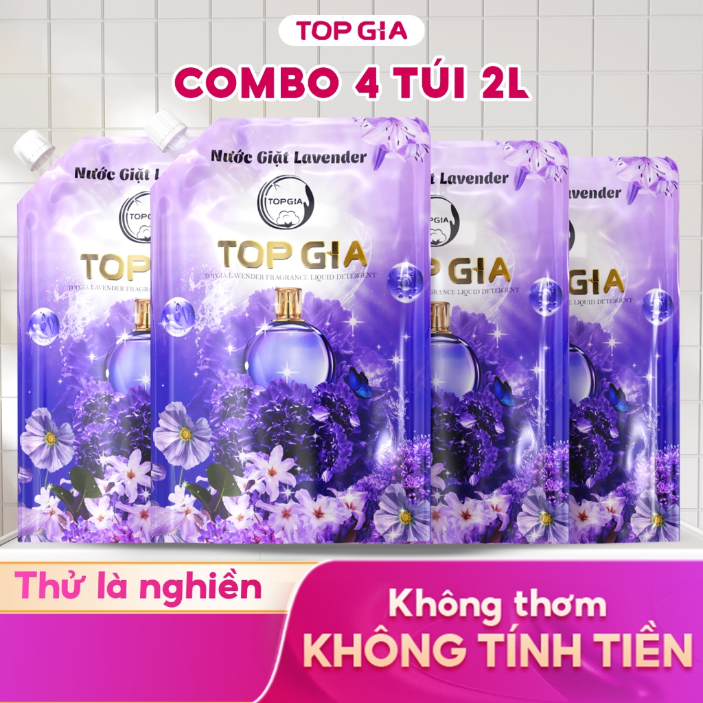 Nước Giặt Xả TOPGIA Hương Lavender Dịu Nhẹ, Tẩy Sạch Vết Bẩn, Lưu Hương 72H, An Toàn Cho Da