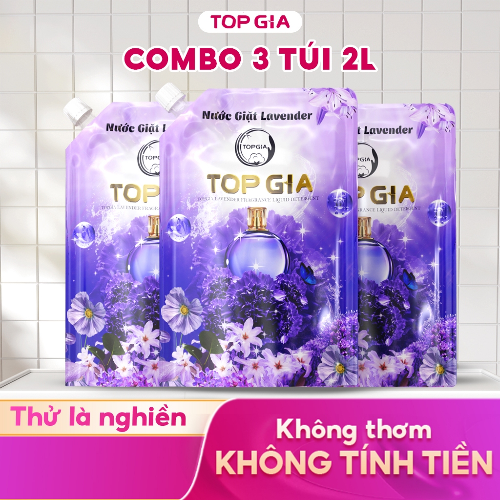 [COMBO 6L] Nước giặt xả TOPGIA hương lavender dịu nhẹ an toàn cho da đánh bay vết bẩn lưu hương 72H