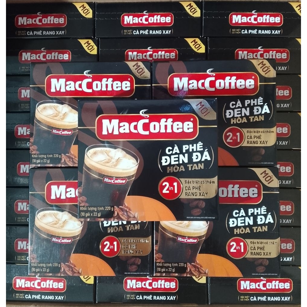 combo 10 hộp MacCoffee đen đá Hòa tan 2in1 nguyên chất kết hợp cùng Coffee Rang xay tiện lợi tuyệt đ
