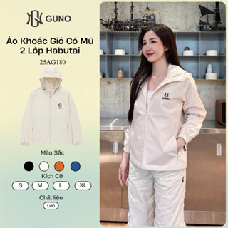 Áo Khoác Gió Nam Nữ GUNO Trơn Màu Có Mũ 2 Lớp Lót Habutai Chống Gió Chống Bụi SP5 25AG180/25AB184