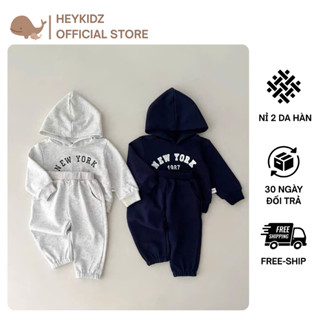  Đồ Bộ Hoodie Bé Trai Heykidz Nỉ 2 Da Hàn Cao Cấp Thêu Chữ Cá Tính Mặc Thu Đông Dạo Phố HB101 