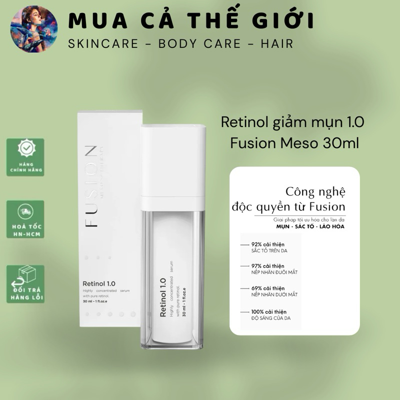 [CTY] Retinol 1.0 Fusion Meso 30ml | Giảm mụn, giảm nám sạm, chống lão hoá