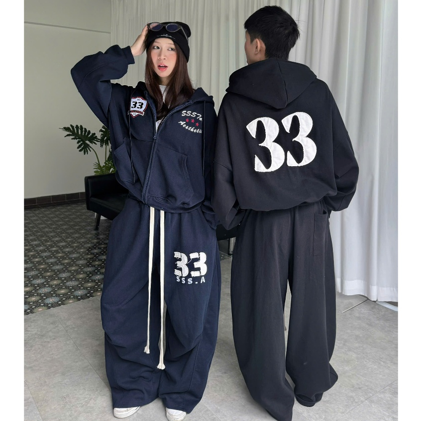 [BST THU ĐÔNG] SET BỘ NỈ CHÂN CUA PREMIUM KHÔNG XÙ LÔNG THÊU ĐẮP VẢI 33 ÁO KHOÁC ZIP SWEATER BIGSIZE| SSSTORE.AESTHETIC | BigBuy360 - bigbuy360.vn