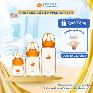 Bình sữa cổ HẸP PPSU Wesser 60ml/140ml/250ml (PPSU MÀU VÀNG MẬT ONG)
