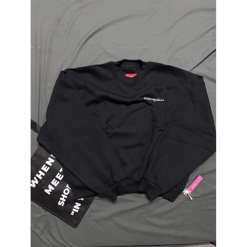 Áo SWEATER WHENEVER THÊU ĐEN tặng kèm túi tote chính hãng
