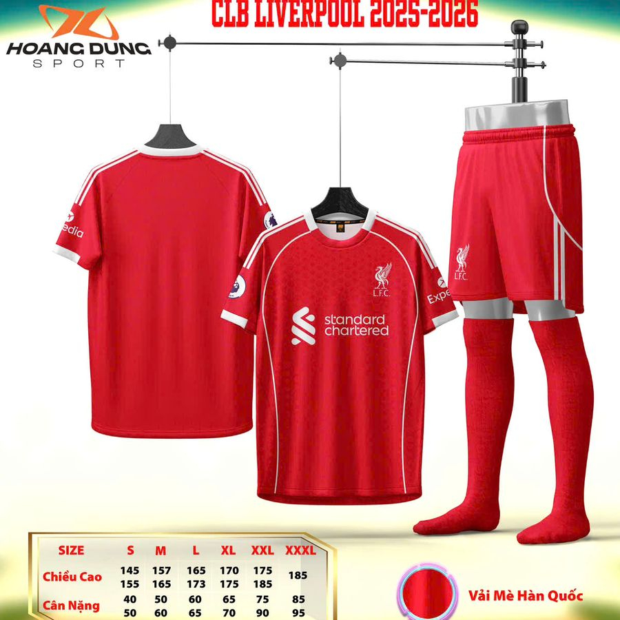 25/26 Quần Áo Bóng Đá,Đồ Đá Banh LIVERPOOL - Vải mè Hàn Quốc Cao Cấp
