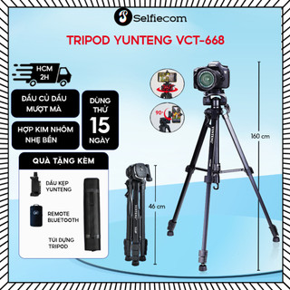  Chân máy ảnh điện thoại Yunteng VCT-668 – Tripod cao 160cm tải 3kg gấp gọn 46cm đầu xoay mượt kèm remote Bluetooth 