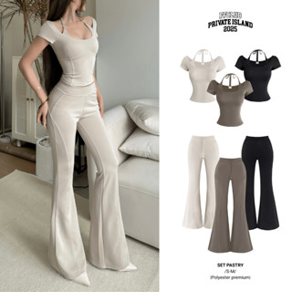 SET ÁO BODY PASTRY THUN POLY PHỐI DÂY & QUẦN DÀI ỐNG LOE POLY PHỐI GÂN FFCLUB MIX