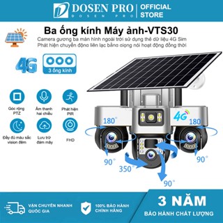 Dosen Camera 4G/Wifi Năng lượng mặt trời Tích Hợp 3 Ống Kính Giám Sát An Ninh HD 1080P 360 độ, Đàm Thoại 2 Chiều Sử dụng