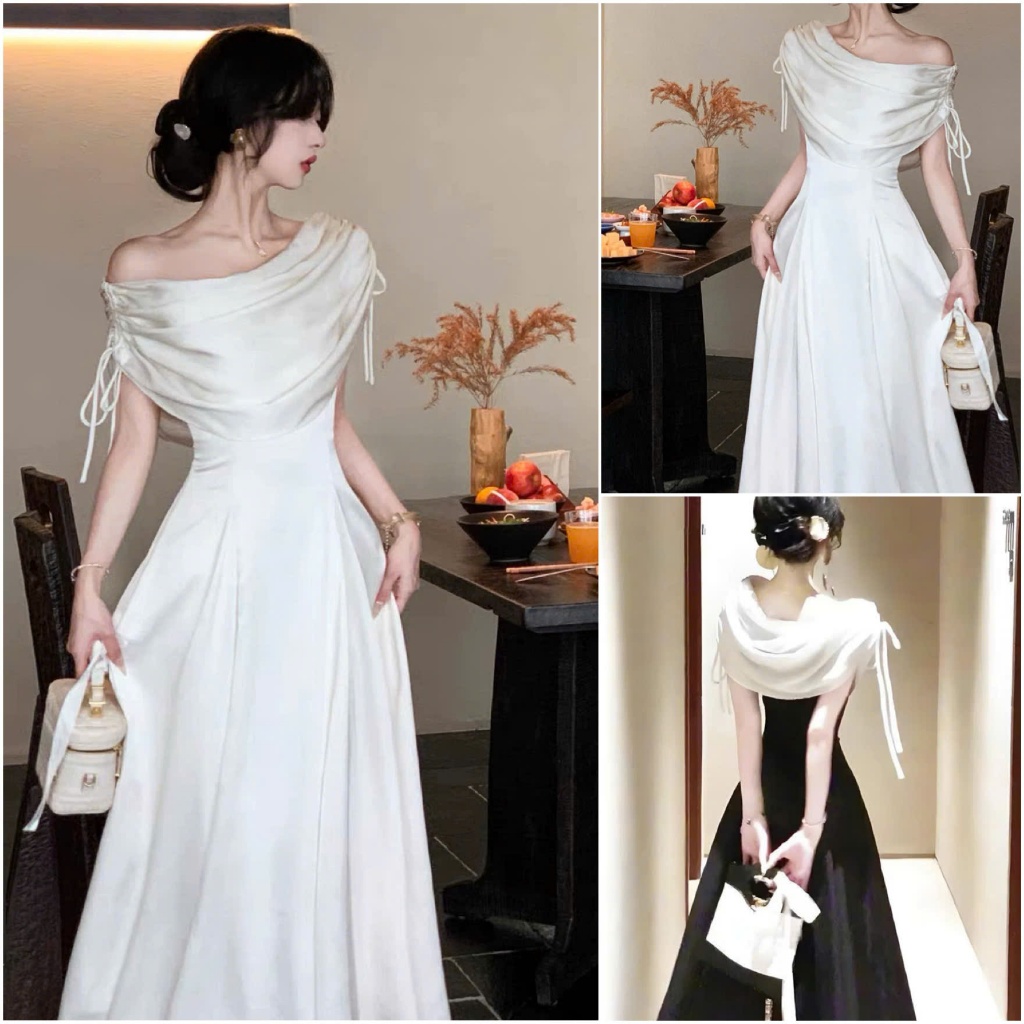  Đầm lụa đi tiệc G1 phong cách thanh lịch nhẹ nhàng  choàng rời có đệm mút  thiết kế mới mùa Thu năm 2025 Akara Closet 