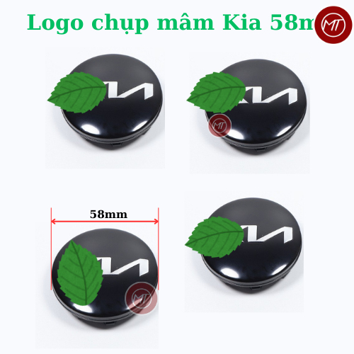 Nắp chụp logo bánh xe KIA mới 58mm, Nắp chụp lazang logo KIA mới, Nắp chụp mâm logo KIA mới
