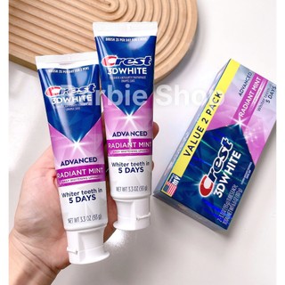 Kem Đánh Răng 3D Crest Plus Deep Clean Up To 2X 153g - 3D White Pro Advanced Whitening 147g Tím