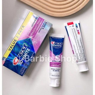 Kem Đánh Răng 3D Crest Plus Deep Clean Up To 2X 153g - 3D White Pro Advanced Whitening 147g Tím