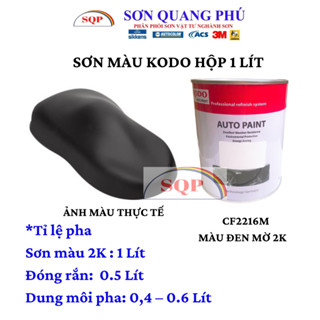 CF2216M Sơn đen mờ 2K MIX, KODO sơn màu đen nhám 2 thành phần cho ô tô xe máy, kim loại, nhựa