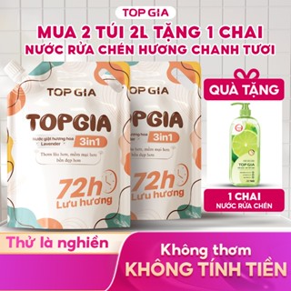 Nước giặt xả TOPGIA 3in1 đánh bay vết bẩn cứng đầu, dịu nhẹ an toàn lưu hương 72H