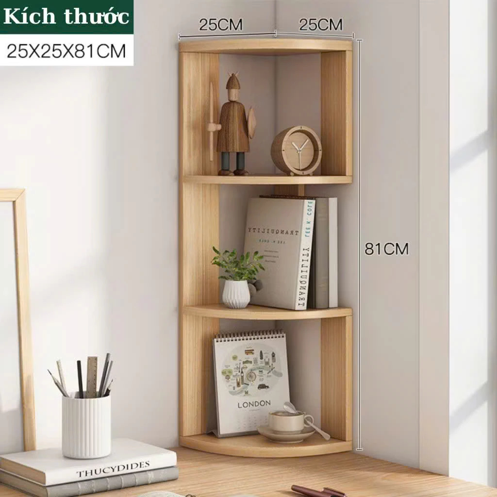 Kệ Gỗ Để Đồ Góc Tường, Góc Decor Phòng Làm Việc 2 - 3 tầng, Giá Gỗ Góc Tường Nhiều Ngăn