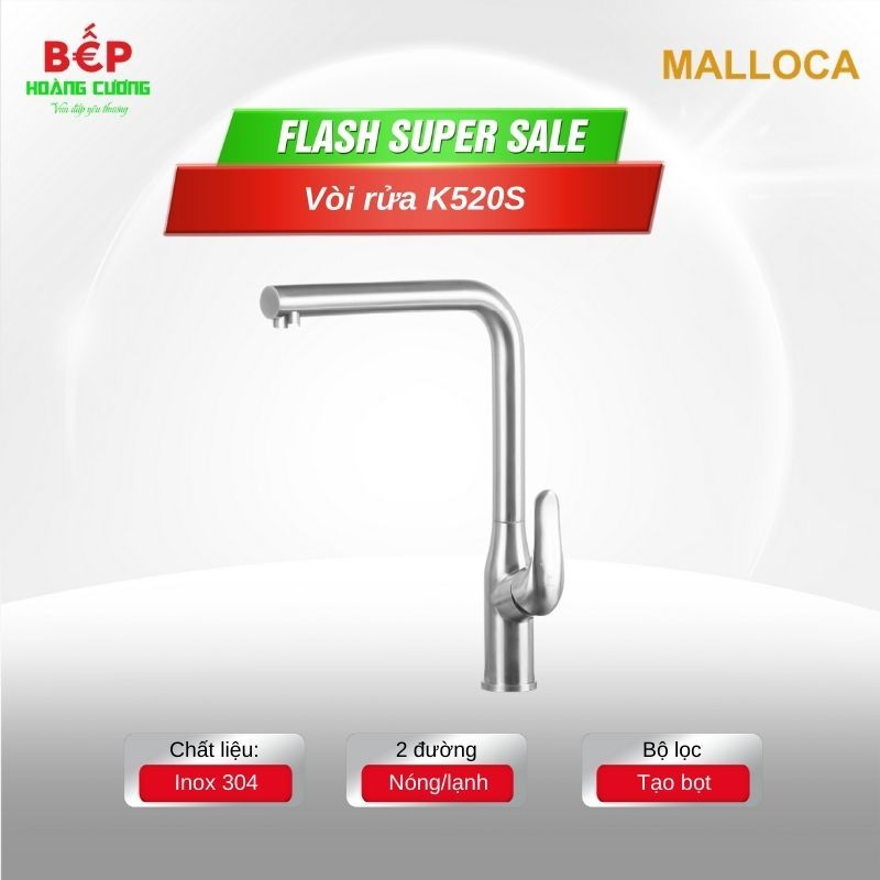 Vòi rửa chén Malloca K520S – Thiết kế inox sang trọng, bền bỉ