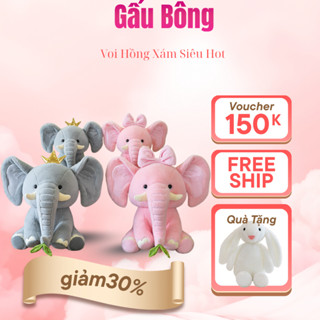 [Hàng Bán Chạy]🧸 Gấu Bông Voi Tình Yêu Size35cm, 65cm 2 Màu Xám Hồng – Siêu Mềm, Dễ Thương, Quà Tặng Ý Nghĩa, Sự Kiện