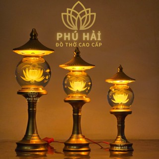  Đèn Thờ Chốp Cầu Pha Lê Hoa Sen Thân Hợp Kim 26 cm 28 cm 33 cm 40 cm - HCM TẶNG LED 