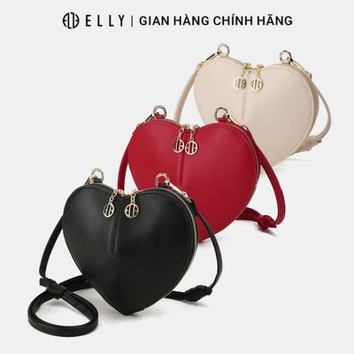 Túi xách nữ da thật ELLY ET160 túi đeo chéo hình trái tim cao cấp chính hãng