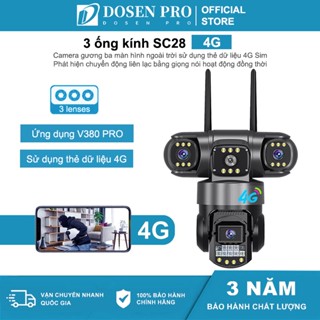  Camera 3 Mắt giám Wifi DOSEN PRO sát Ngoài Trời Không Dây Ip66 4G Sim Thông Minh chống nước an toàn 12mpx Siêu Nét 