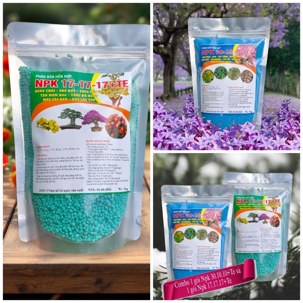 Phân bón NPK 30.10.10+Te Hoặc NPK 17-17-17+Te gói 1kg