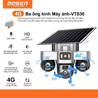 Dosen Camera 4G/Wifi Năng lượng mặt trời Tích Hợp 3 Ống Kính Giám Sát An Ninh HD 1080P 360 độ, Đàm Thoại 2 Chiều Sử dụng