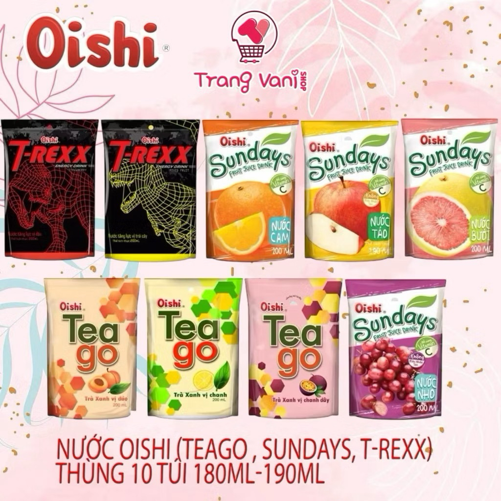 [THÙNG 50 BỊCH] Nước Trái Cây Oishi T-Rexx/Tea Go/Sunday Đủ Vị