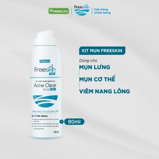 Xịt mụn lưng, viêm nang lông Novocare - Freeskin Forte hỗ trợ giảm mụn, mờ thâm, dưỡng sáng sau mụn 80ml