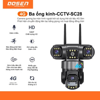 Camera Dosen 3 Mắt Giám Wifi Sát Ngoài Trời Xoay 360 độ Xem Đêm Có Màu Không Dây IP66 4G Sim Thông Minh chống nước