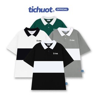 Áo polo nam nữ sọc ngang Ti:out, áo polo Stripe unisex tay lỡ form rộng - Tí Chuột Studio