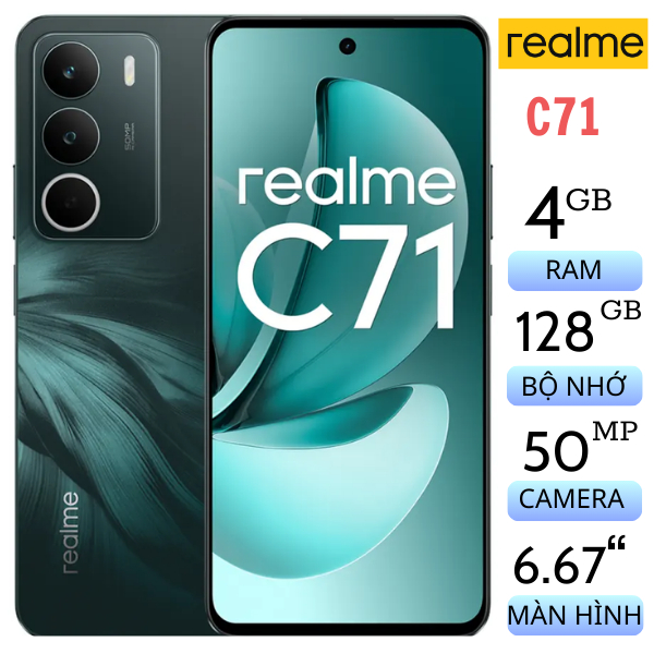 Điện Thoại Chính hãng Realme C71 4GB/128GB Fullbox Mới Nguyên Seal Bảo Hành 12 Tháng