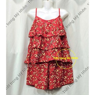 Đồ bộ lụa đùi 2 dây phối tầng