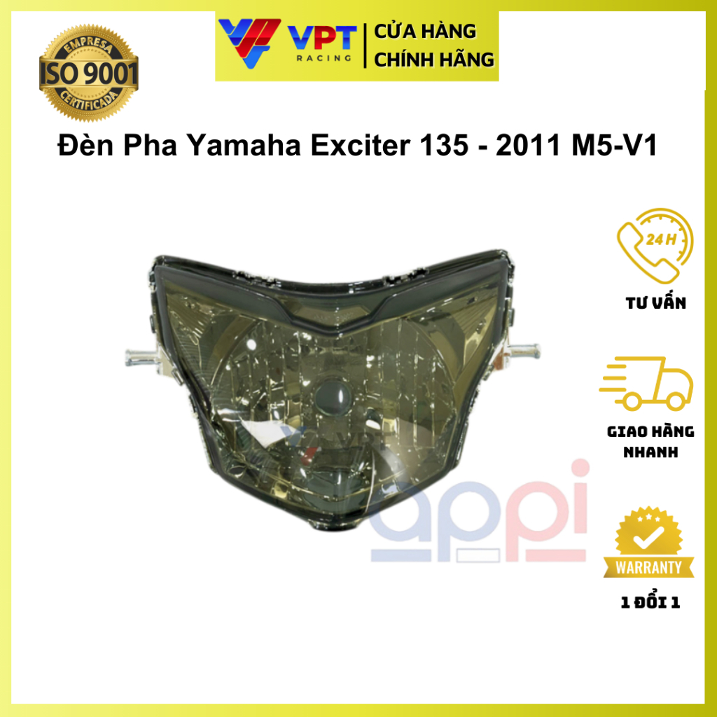 Đèn pha Exciter 135-2011 | Choá đèn LC135 II-2011 chân bóng m5 khói chính hãng appi 50C-H4370