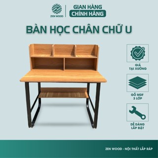 Bàn học kèm giá sách ZENWOOD, chân sắt chữ U sơn tĩnh điện, mặt gỗ MDF phủ Melamine chống thấm chống xước