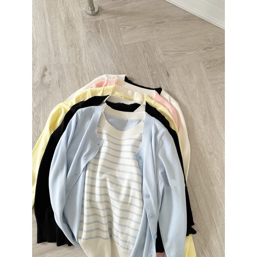 [CÒN MÀU HỒNG] SET ÁO LEN DÀI TAY TRƠN MIX KẺ SIÊU XINH STYLE ULZZANG HÀN QUỐC | BigBuy360 - bigbuy360.vn