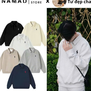 Áo Polo Sweater thêu ngựa Nỉ 2 da, Áo thun đính nơ form ôm body cho nữ, baby tee đủ màu chất cotton co giãn thoải mái