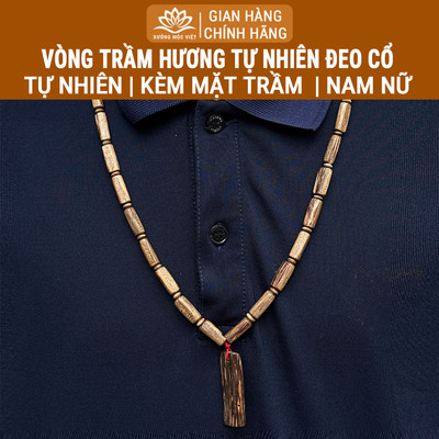 Vòng trầm hương tự nhiên đeo cổ tặng kèm mặt dây chuyền - Xưởng Mộc Việt