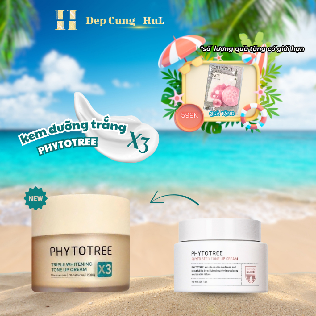 [ TẶNG 2 SAMPLE SỮA RỬA MẶT] Kem Dưỡng trắng Nâng Tone Phục Hồi PHYTOTREE TONE-UP CREAM 100G