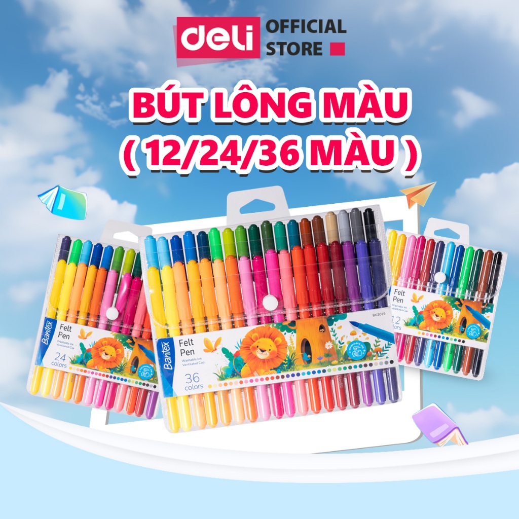 Bút Lông Màu Đầu Brush Felt Pen Cao Cấp Bantex Deli Phù Hợp Vẽ Tranh Tô Màu Đi Nét Mảnh Và Khoảng Rộ