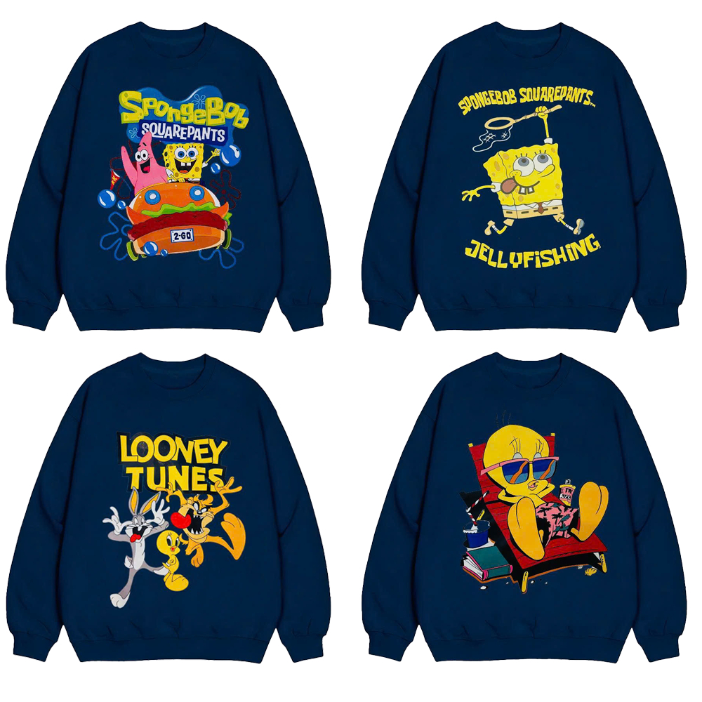 Áo Nỉ Swt Nam Nữ In Hình Hoạt Hình Cute Dễ Thương, Áo Nỉ Unisex Dài Tay Cute