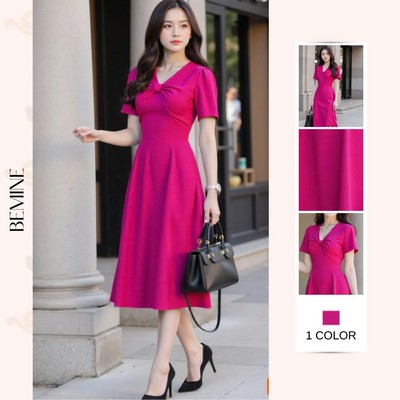 Đầm thiết kế BEMINE cổ tim nhún ngực dáng chữ A phù hợp đi chơi-MT10601