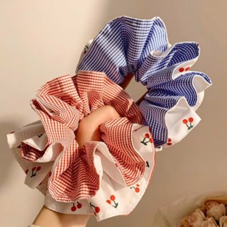   Handmade  Scrunchies cột tóc họa tiết Trái dâu xinh xắn vải thun dành cho bạn nữ 