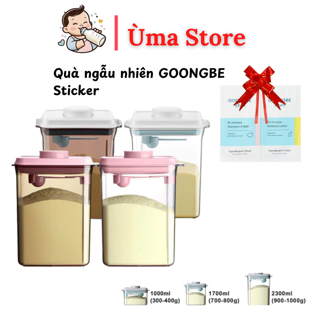 (TẶNG STICKER + GOONGBE) Hộp Đựng Sữa Bột Chống Ẩm Ankou, Hộp Trữ Sữa Cho Bé Hút Chân Không Hàng Chính Hãng