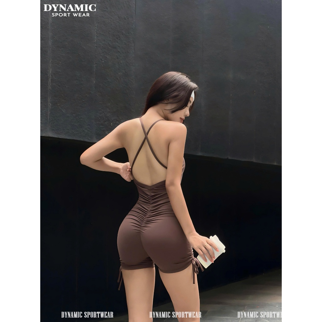 Bộ quần áo thể thao nữ liền thân, có dây rút hai bên hông, dệt kim từ sợi tổng hợp 90% Nylon + 10% Spandex JS-ELITE