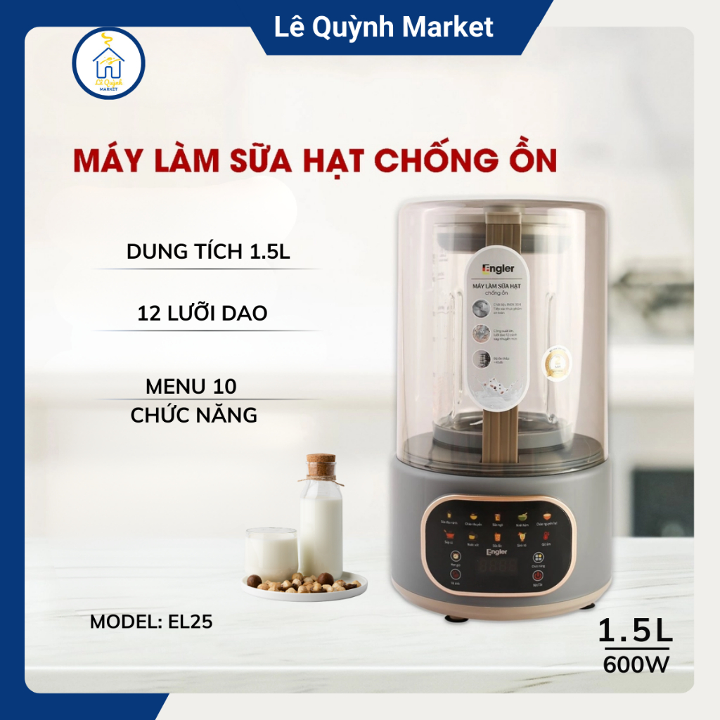 Máy Làm Sữa Hạt Engler Chính Hãng 1.5L Giữ Trọn Dinh Dưỡng, Bảo Hành 12 Tháng-Lê Quỳnh Market