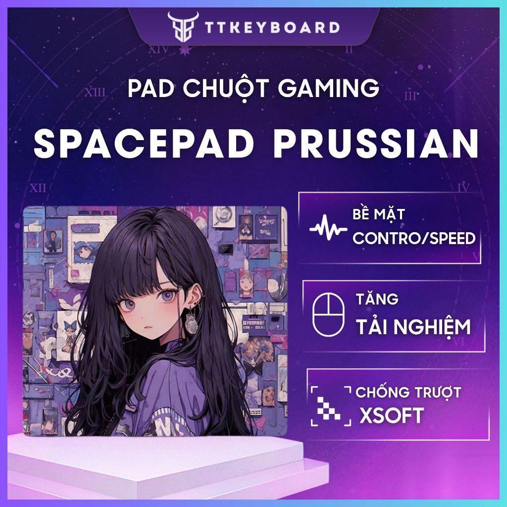   HỎA TỐC  Pad Chuột Gaming Spacepad Prussian Tùy Chọn Bề Mặt Đế XSOFT Chống Trượt 450x400mm 