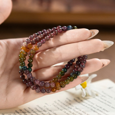 Vòng Tay Tourmaline Quấn 3 Vòng Tông Màu Trầm Lắc Phong Thủy - Ngọc Trai Trường Thịnh