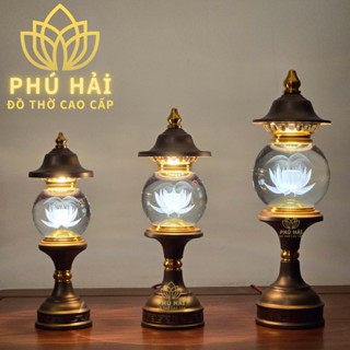  Đèn Thờ Hoa Sen Cầu Pha Lê Thân Hợp Kim Nâu Kích Thước 27 cm 34 cm 40 cm   Giá Tính 1 Đôi   