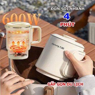 Ấm siêu tốc mini gấp gọn, ấm đun nước nấu mì du lịch đa năng thông minh 600W, lõi cách nhiệt inox 304 800ml